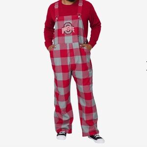 Ohio State Buckeyes Mens Red and Grey Plaid Bib Overalls size L